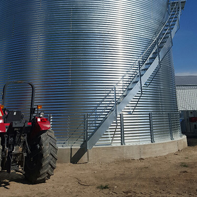 tractor and grain bin